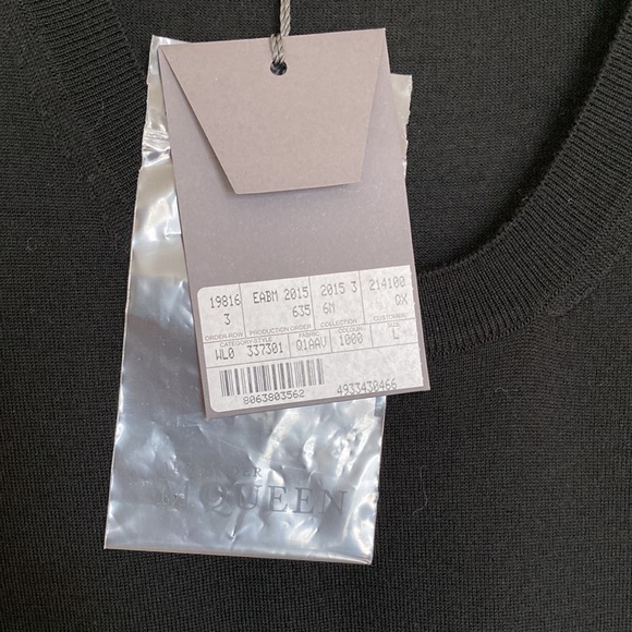 Alexander McQueen 100% Wool Thin Sleeveless Tank Top Black Large NWT - Picture 8 of 11